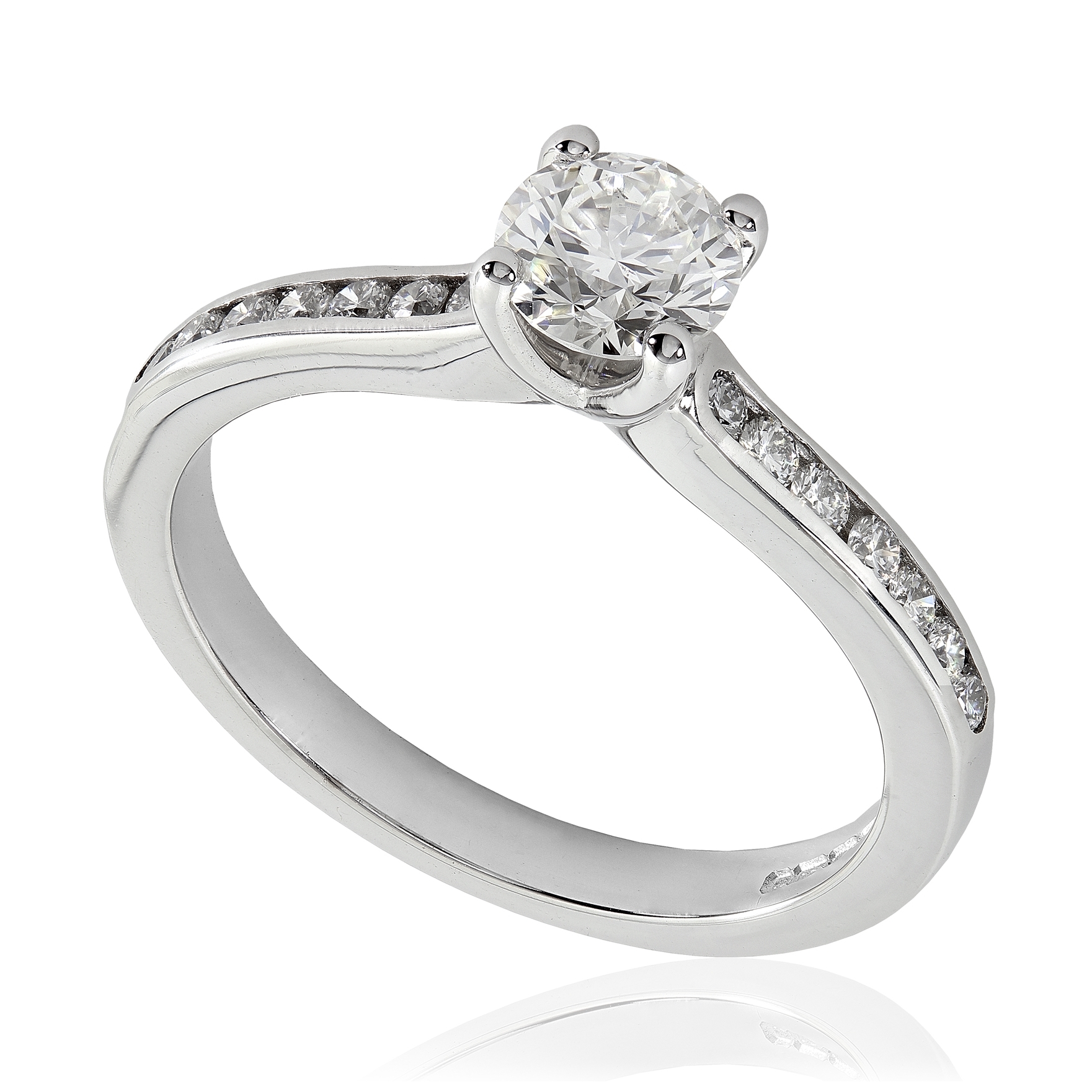 Bague de fiançailles Rayonnante en or blanc 18k, sertie diamants