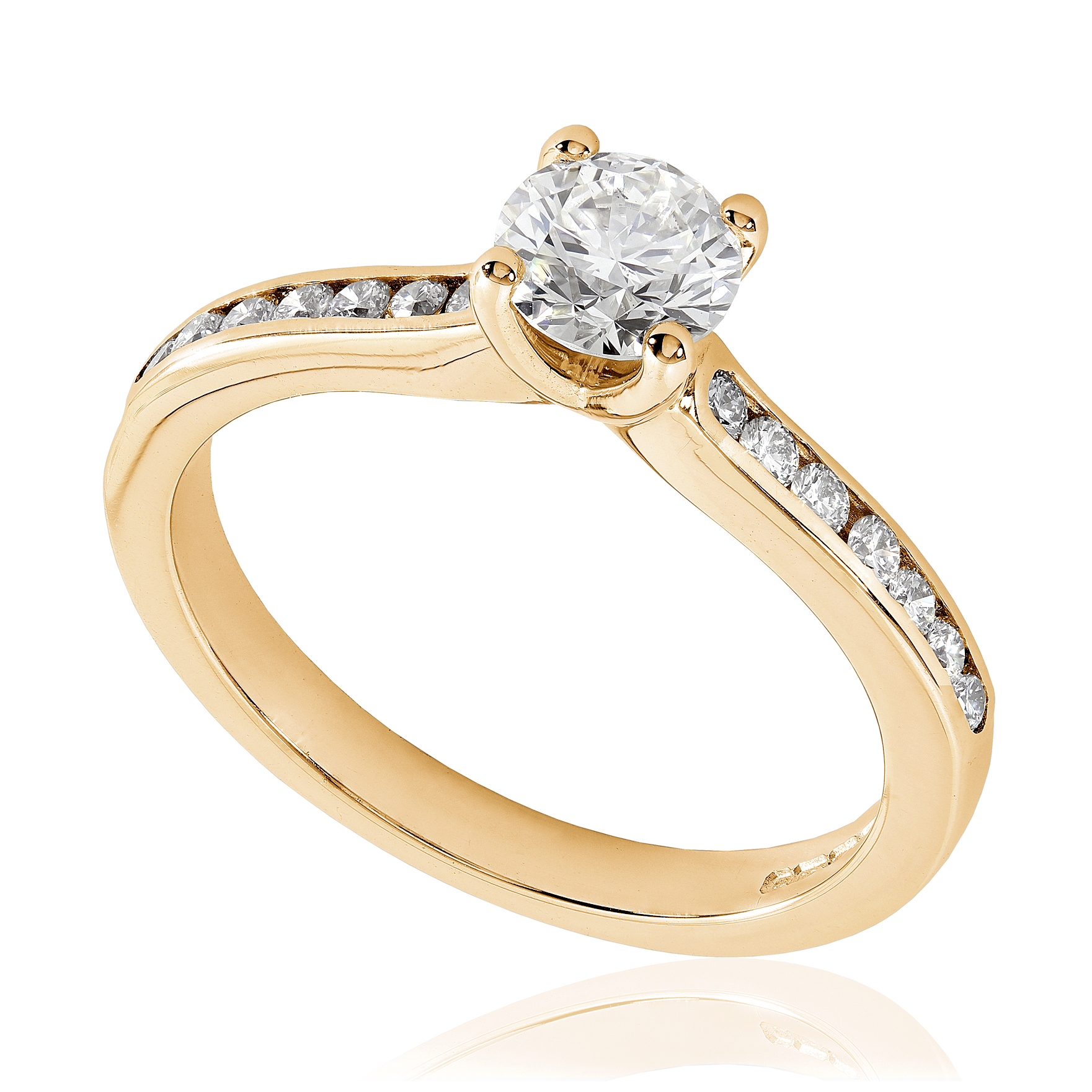 Bague de fiançailles Rayonnante en or jaune 18k, sertie diamants