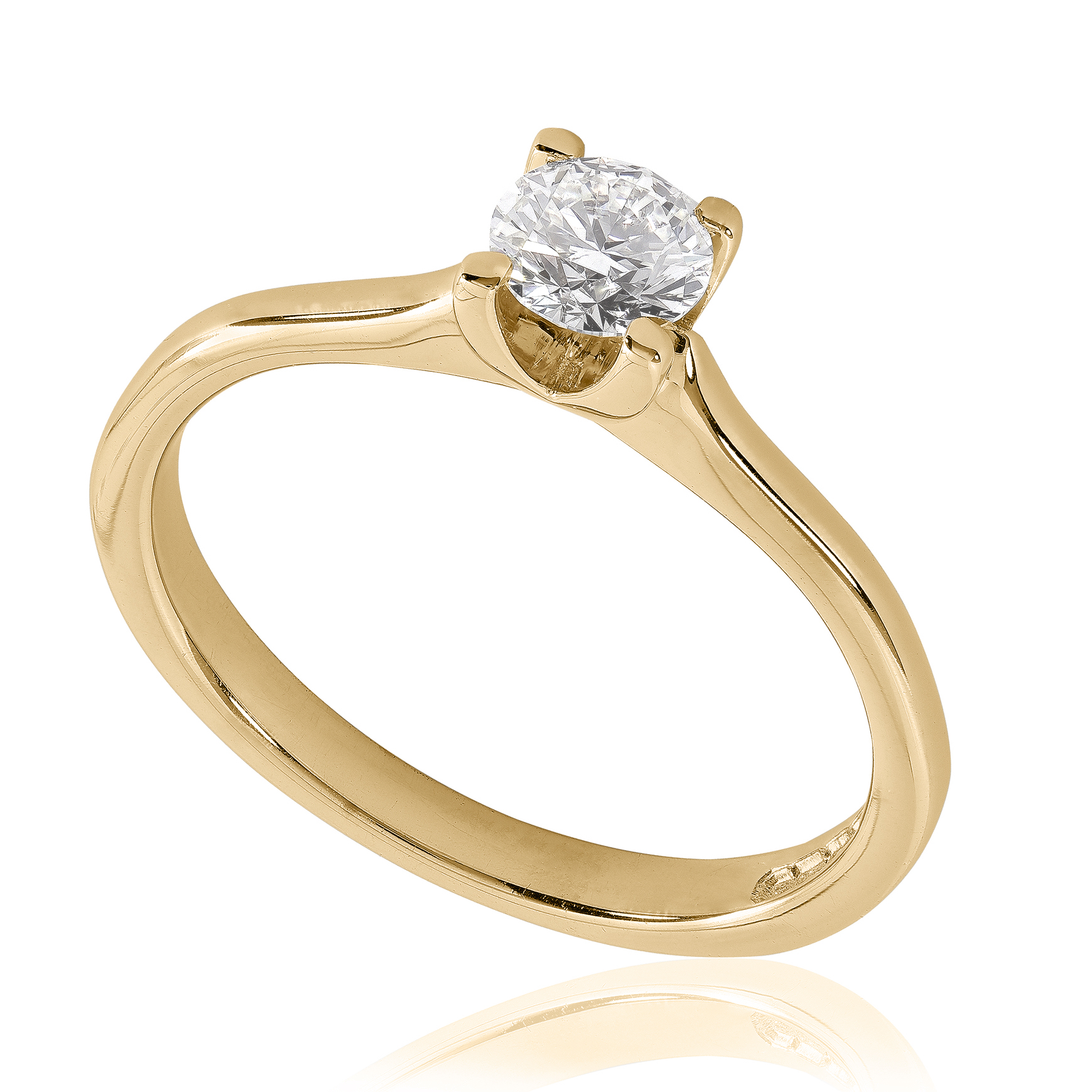 Bague de fiançailles Classique en or jaune 18k, solitaire confortable pour petits doigts