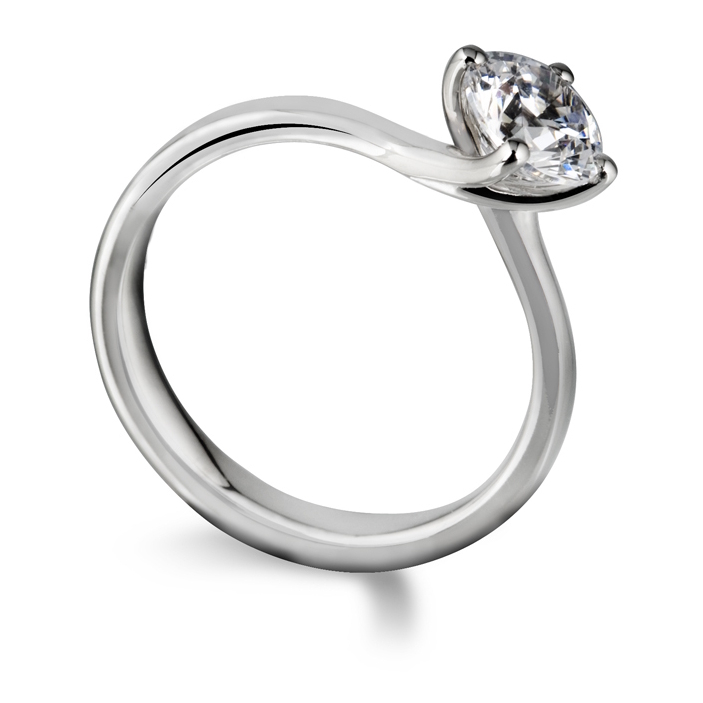 Bague de fiançailles Sublime, solitaire diamant nord-sud en or blanc 18k