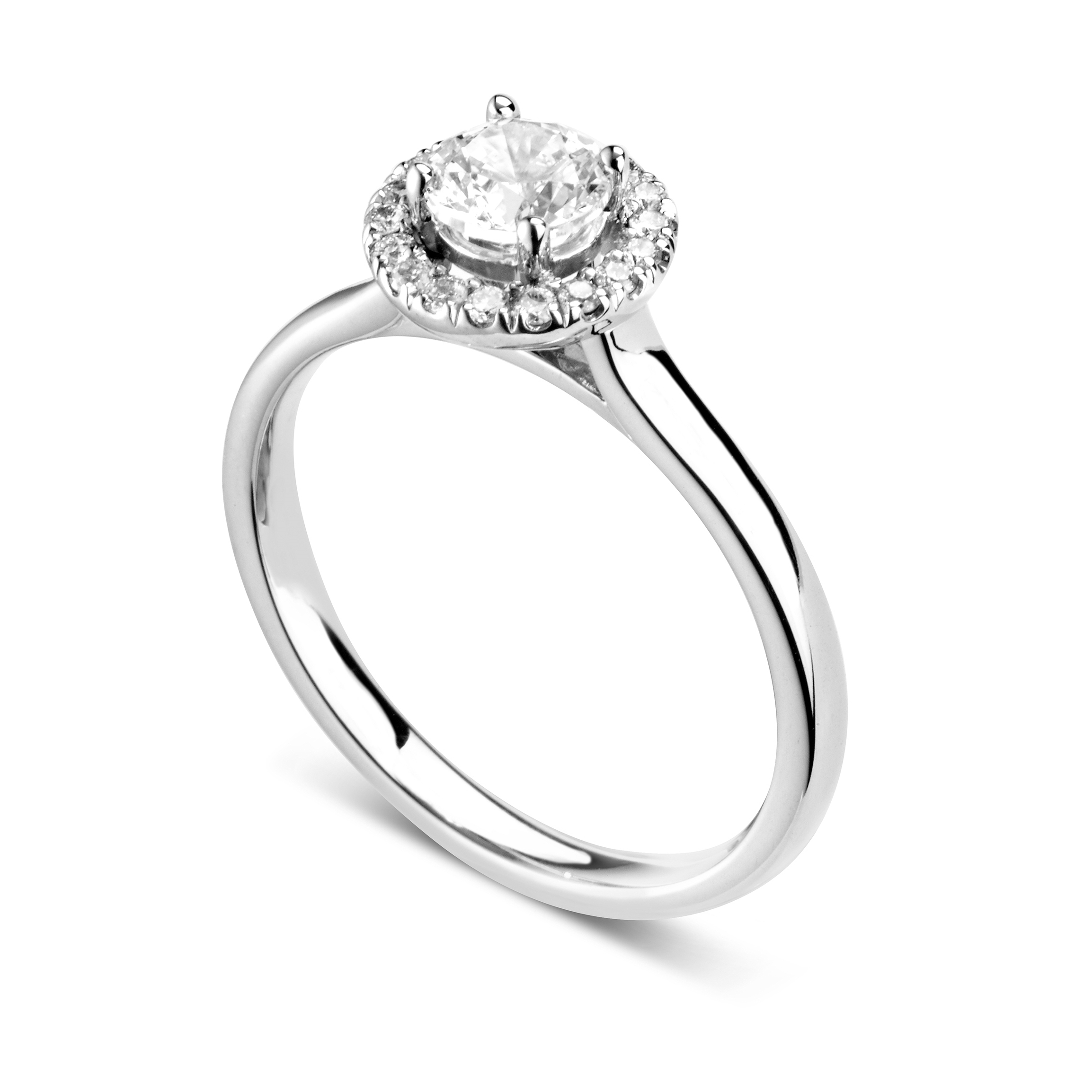 Bague de fiançailles Éblouissante en or blanc 18k avec halo serti de diamants