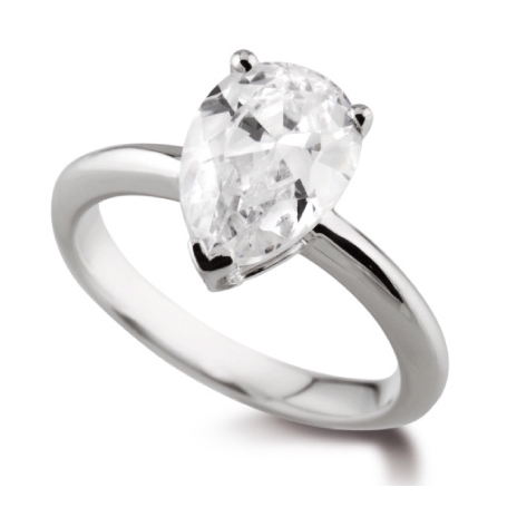 Bague diamant Poire Classique en or blanc 18k