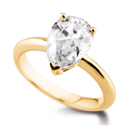 Bague diamant Poire Classique en or jaune 18k