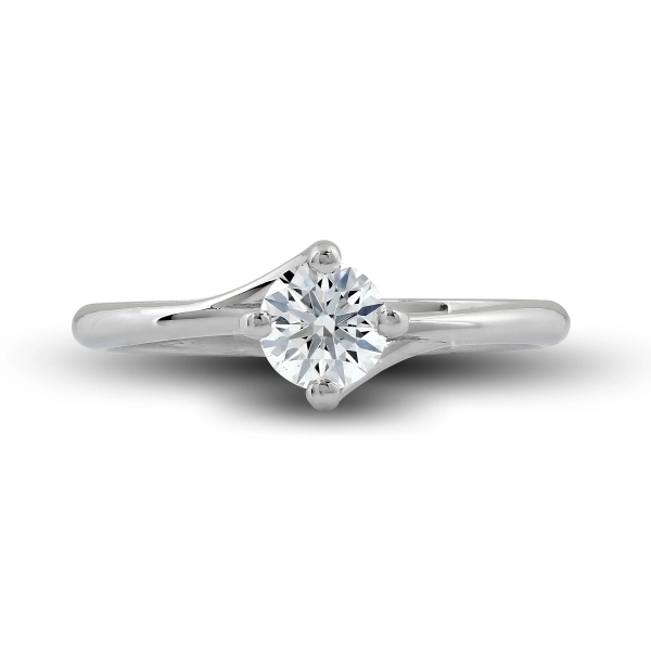 Bague de fiançailles Gracieuse solitaire en or blanc 18k