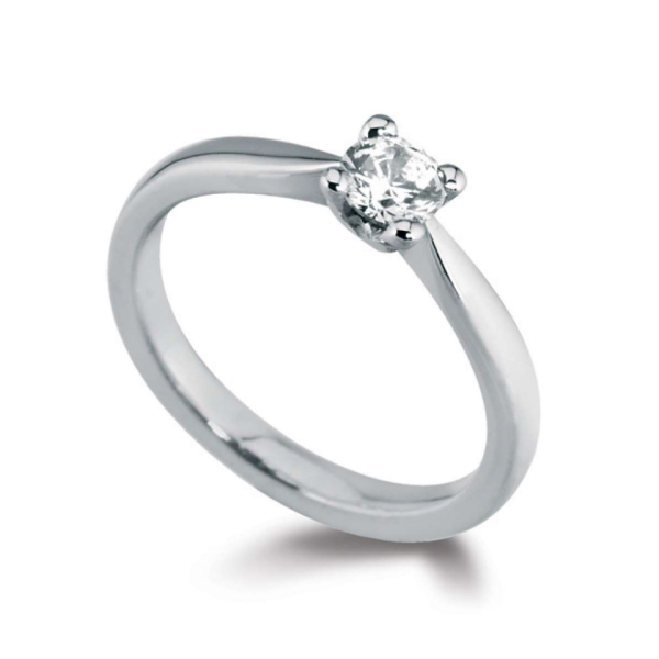 Bague solitaire diamant Pure en platine aux épaules effilées