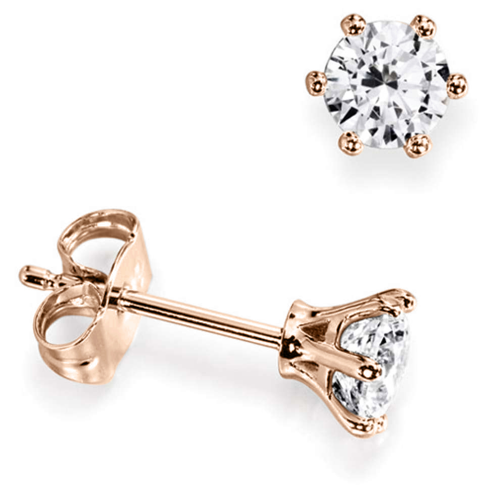 Boucles d’oreilles diamant Magnifiques en or rose 18k à six griffes