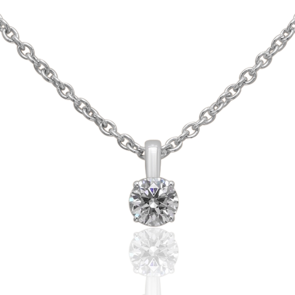 Pendentif diamant solitaire Poétique en or blanc 18k, chaîne en or incluse