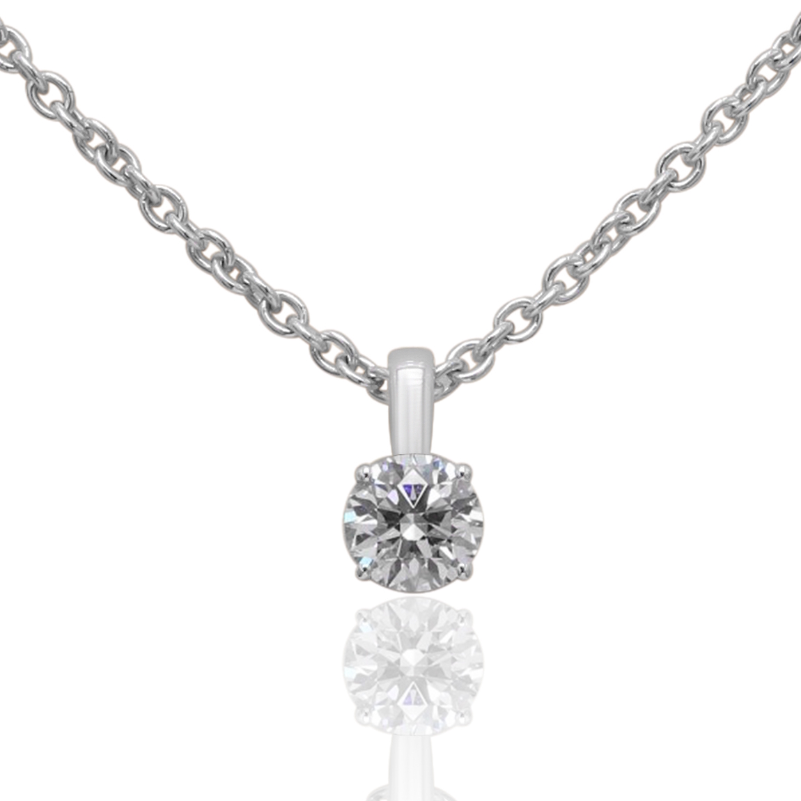 Pendentif diamant solitaire Poétique en or blanc 18k, chaîne en or incluse