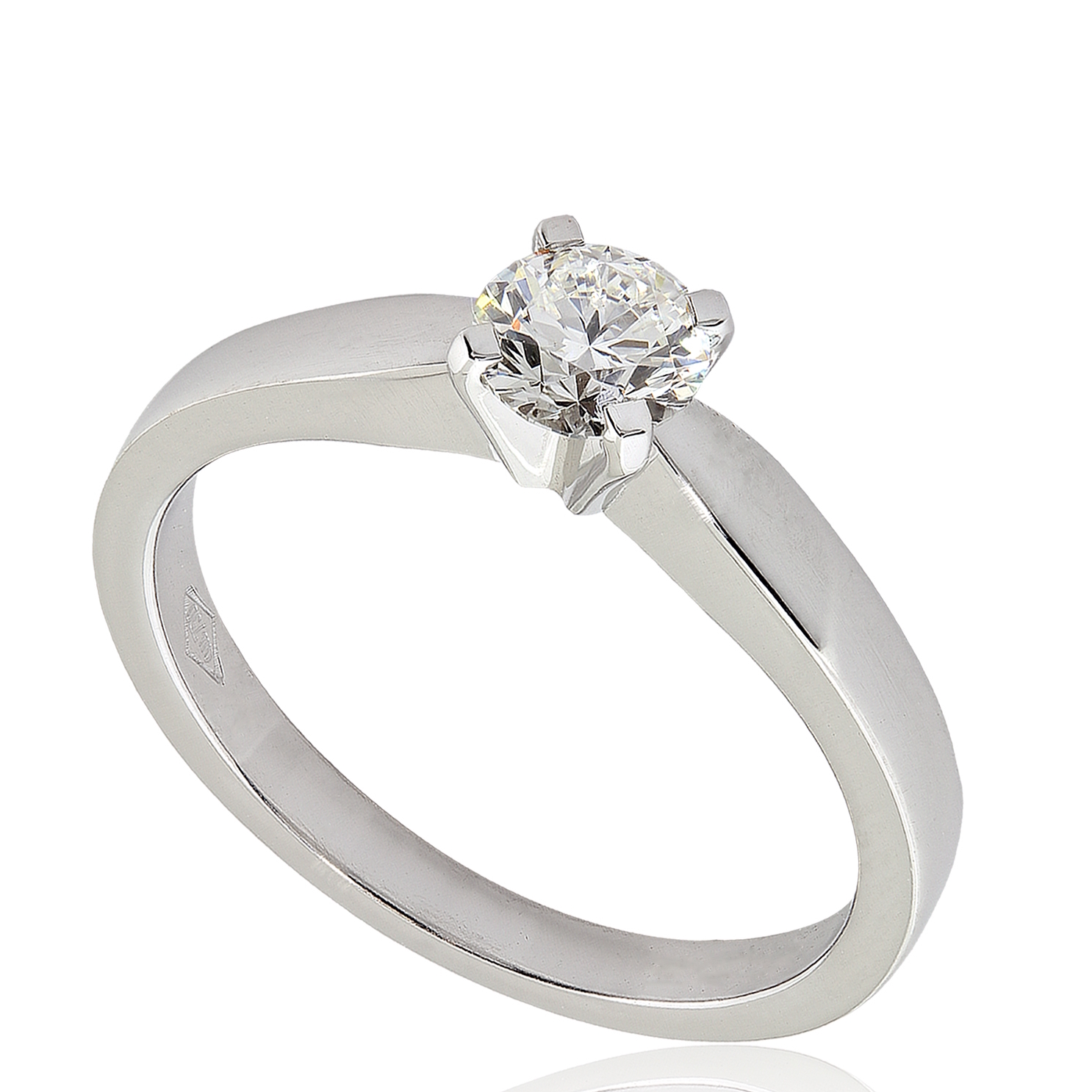 Solitaire diamant Moderne en or blanc 18k, quatre griffes