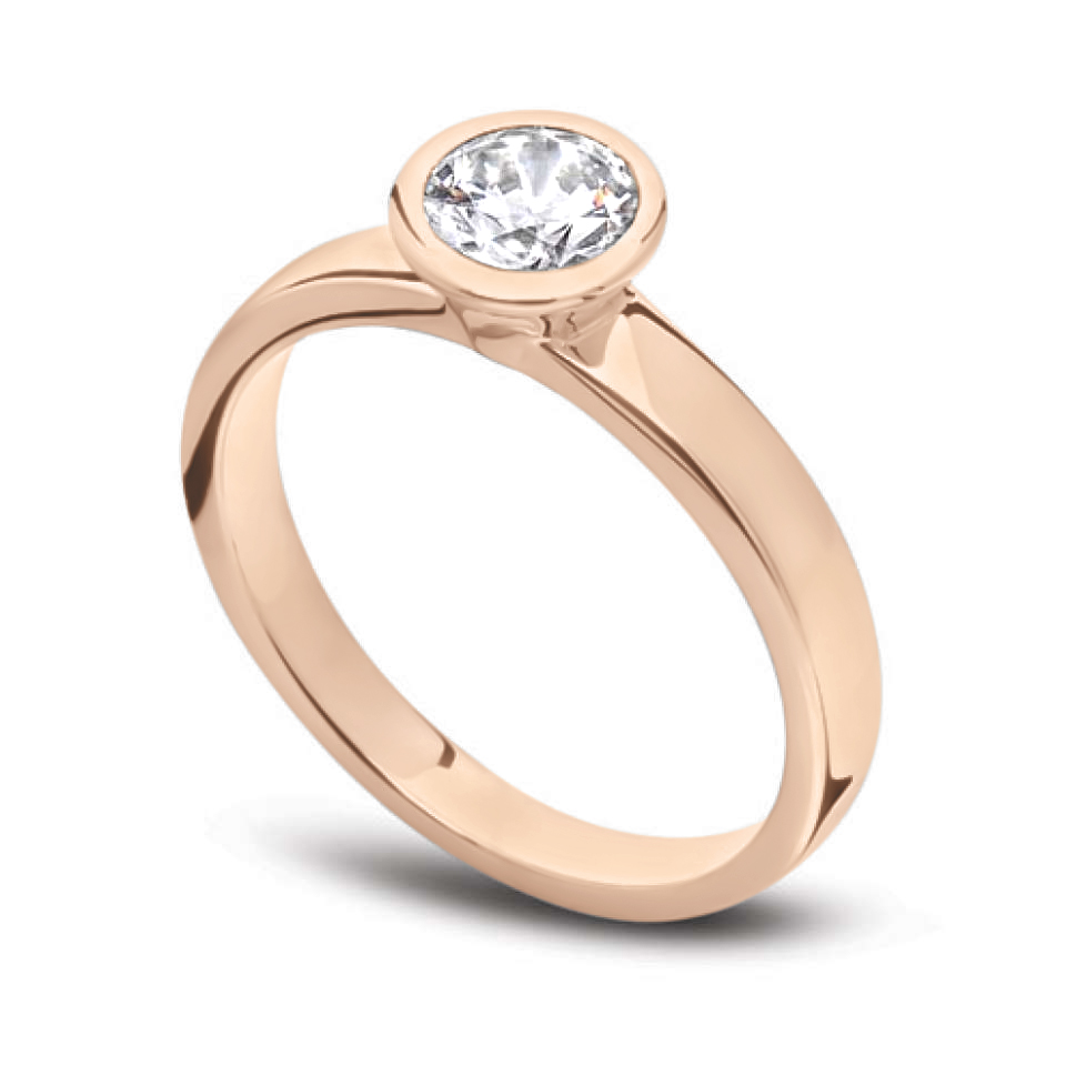 Solitaire diamant Unique en or rose 18k serti clos