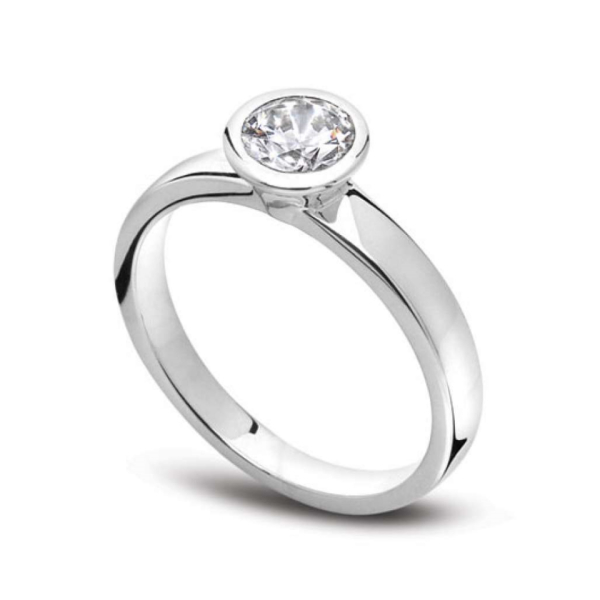 Solitaire diamant Unique en platine serti clos