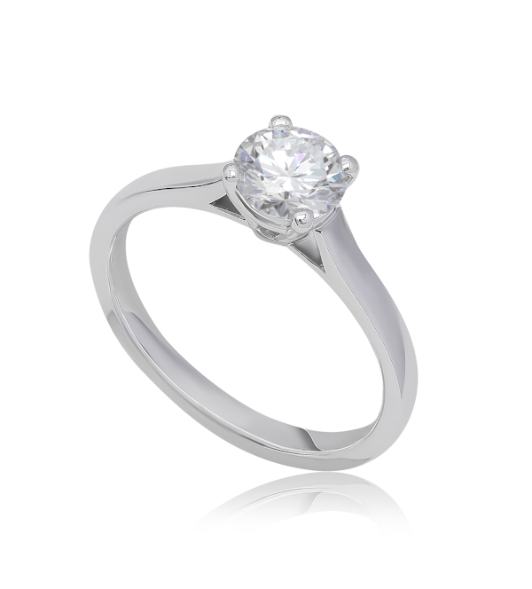 Bague solitaire diamant Valorisée en or blanc 18k à cathédrale